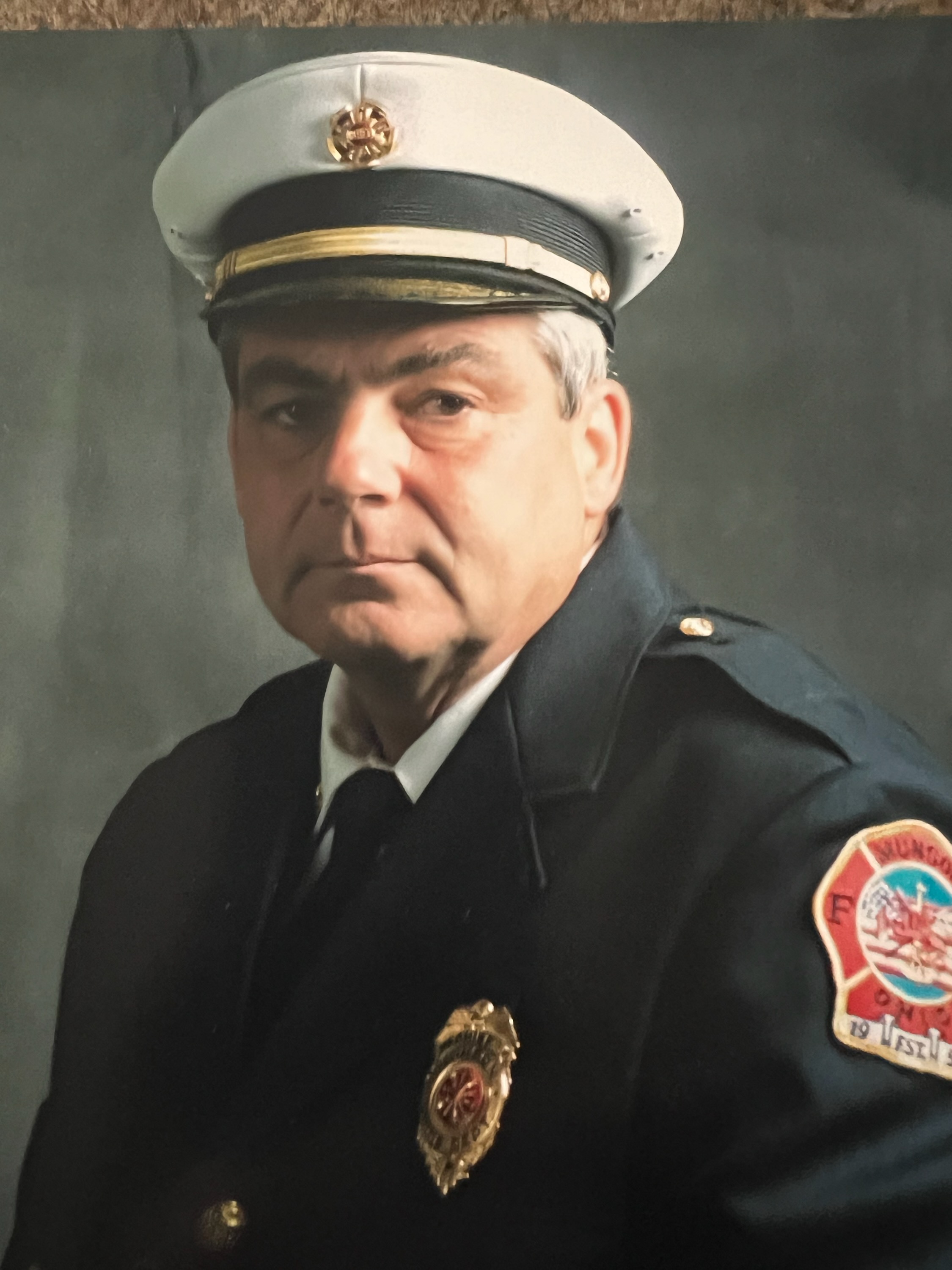 Chief Bernie Harchar in fire chief uniform