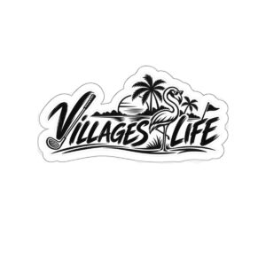 Villages Life™ Florida Golf & Flamingo Die-Cut Sticker | The Villages Florida Lifestyle Decal | 5"×5" or 6"×6" | FREE SHIPPING