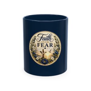💙 Faith Over Fear™ Premium 15 oz Ceramic Coffee Mug | Christian Inspirational Gift | FREE U.S. Shipping ✝️☕
